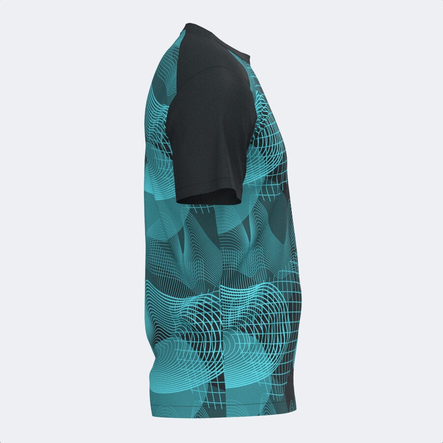Camiseta manga corta hombre Challenge negro turquesa