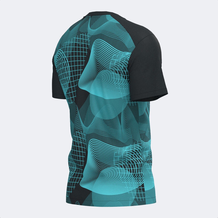 Camiseta manga corta hombre Challenge negro turquesa