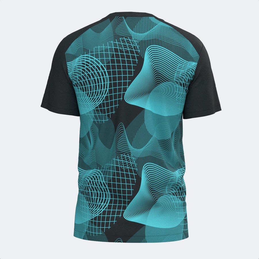 Camiseta manga corta hombre Challenge negro turquesa