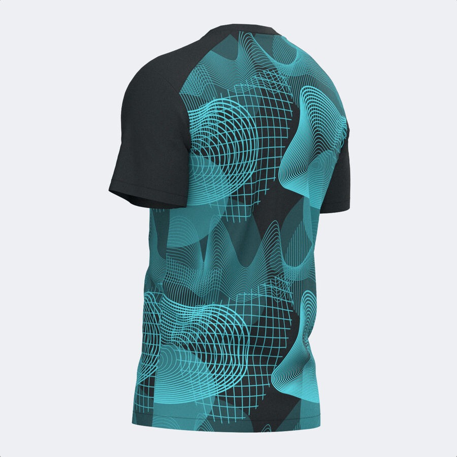 Camiseta manga corta hombre Challenge negro turquesa