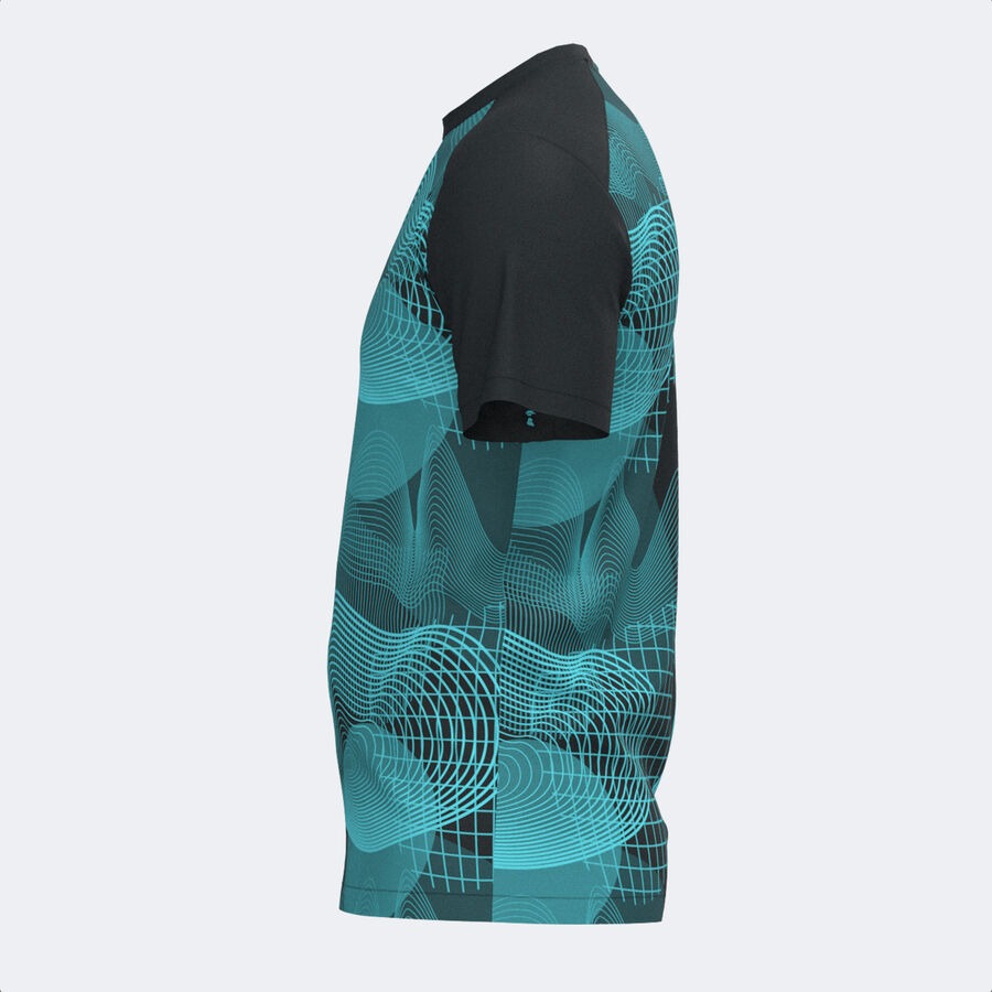 Camiseta manga corta hombre Challenge negro turquesa