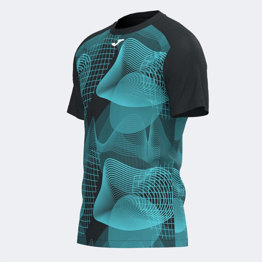 Camiseta manga corta hombre Challenge negro turquesa