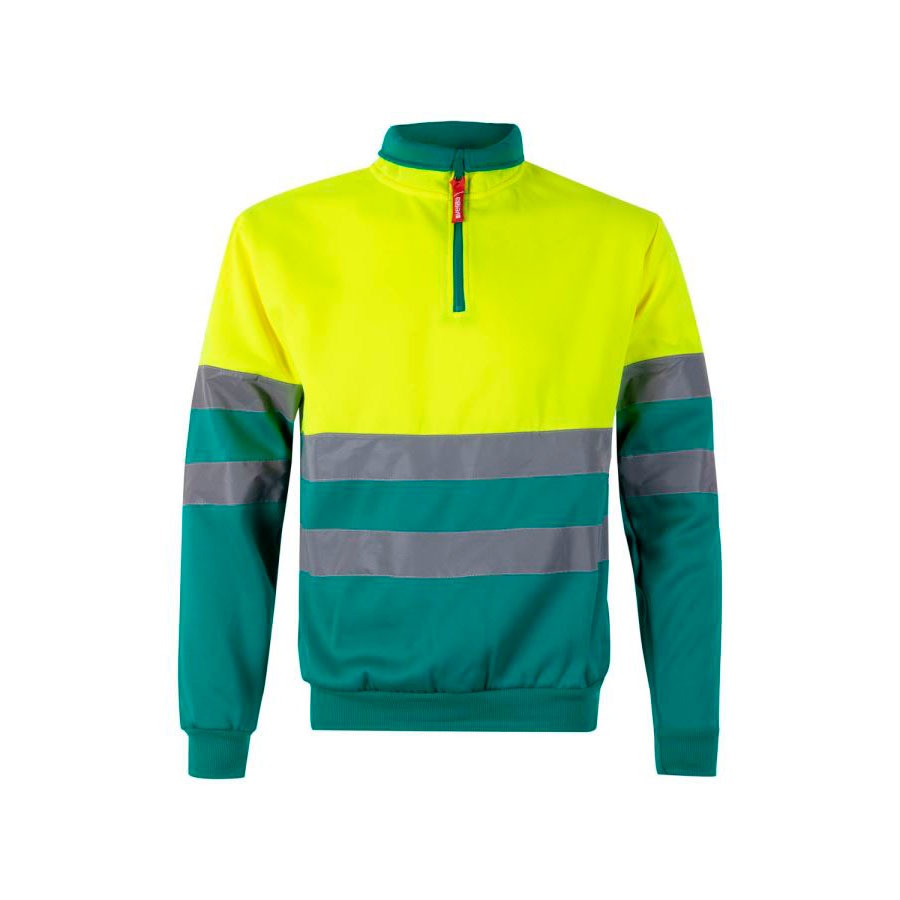 Sudadera bicolor con media cremallera